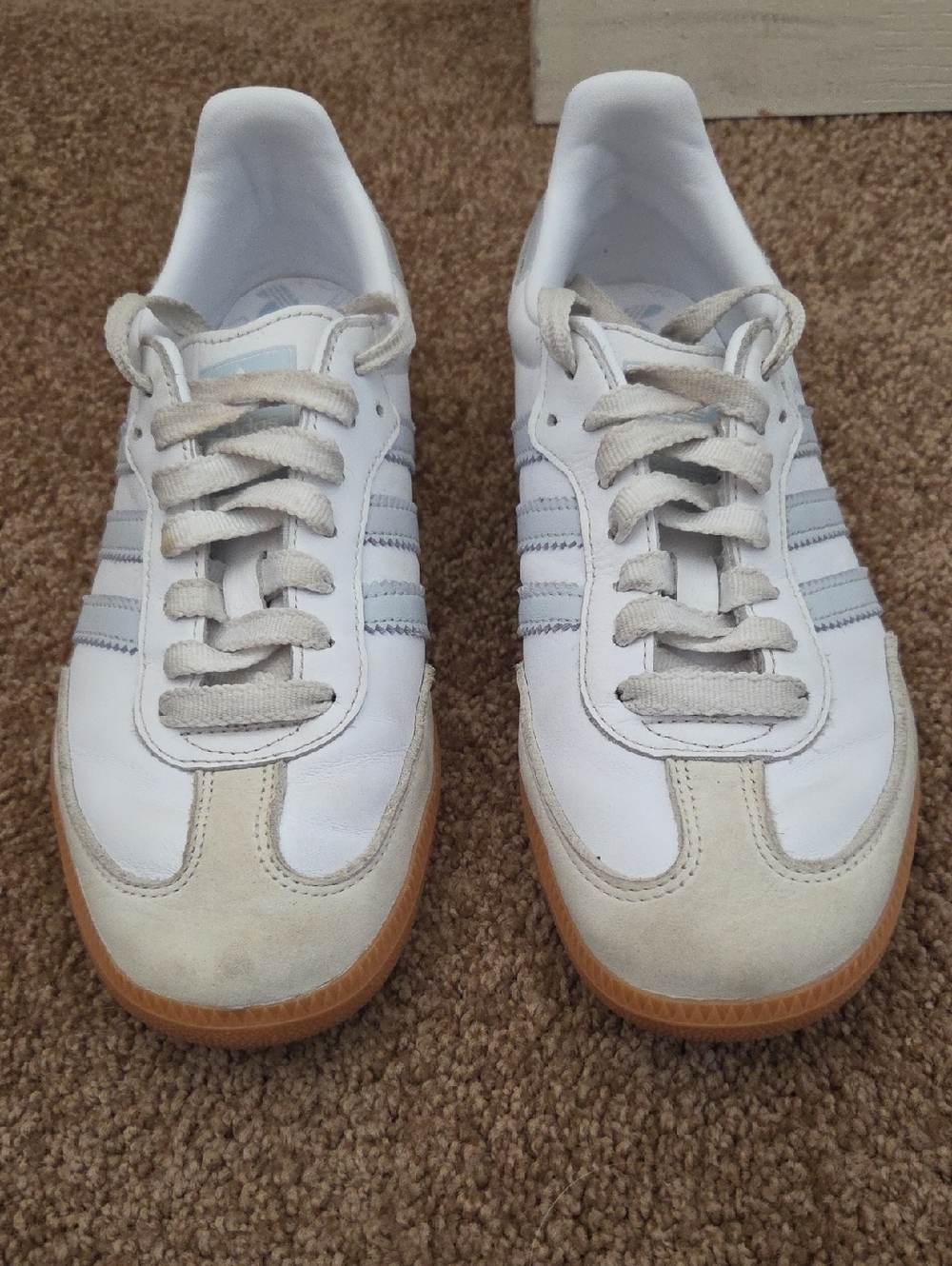 adidas  Samba OG White and Light Blue  Low-Top Sneakers with Gum Sole